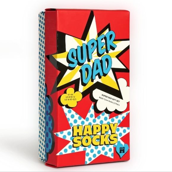 ❤️BUY 2 GET 1 FREE  Happy Socks Super Dad Set - Red, Blue, Black, $38.00US - Picture 6 of 16